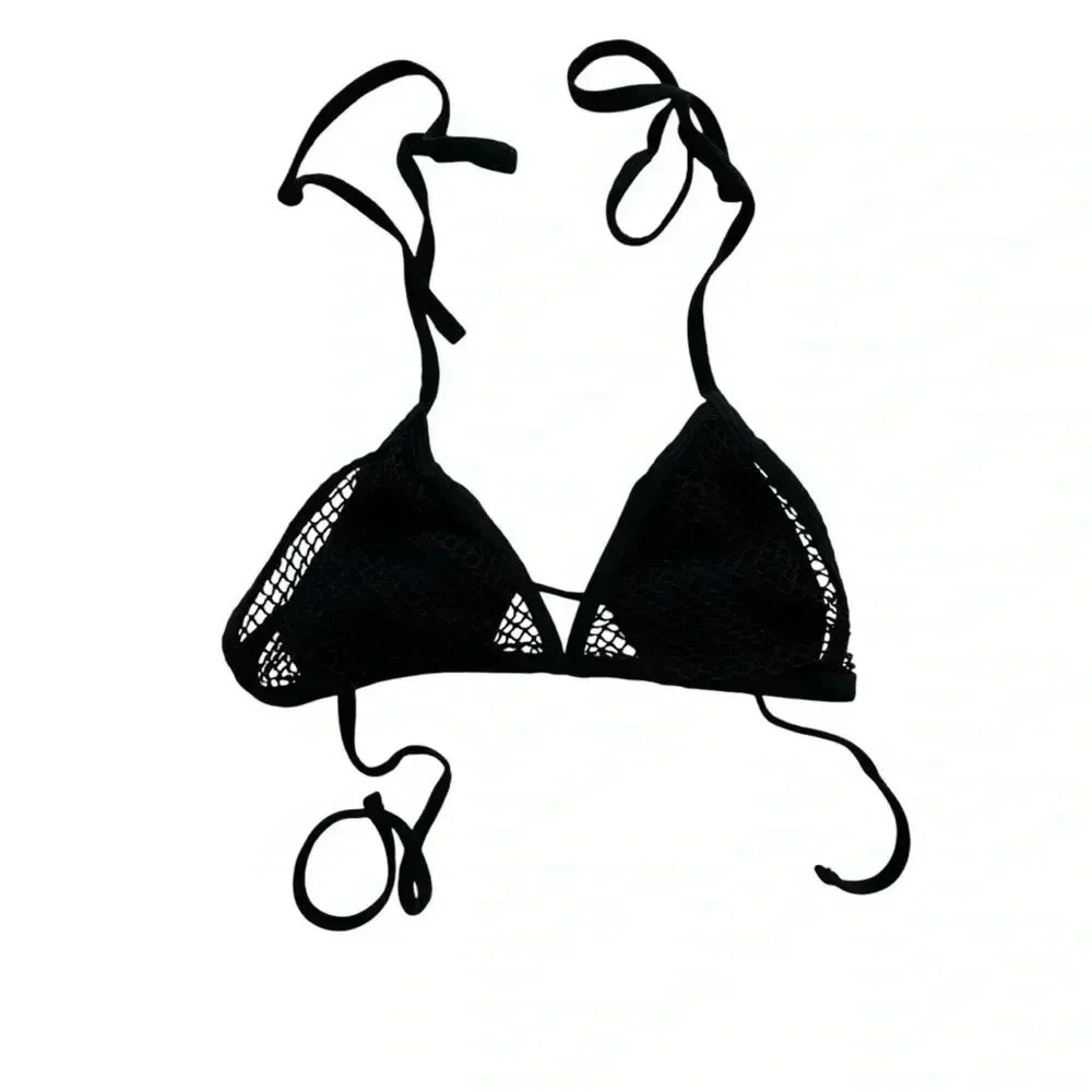 Black Fish Net Style Bikini Top. Swim Summer Small